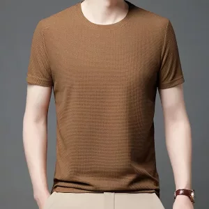 Camiseta masculina, camiseta com gola redonda, camiseta waffle, camiseta de algodão, camiseta de manga curta