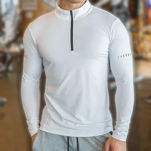 Camisa de manga comprida, camisa de compressão, camisa de ginástica, camisa de corrida, camisa de secagem rápida, camisa desportiva para homem, camisa com fecho