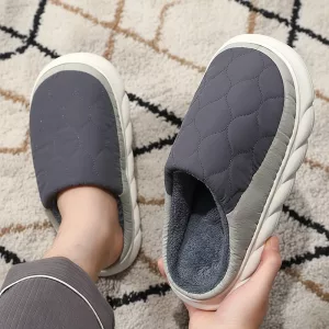 Pantufa de Inverno Peluciada Sola Grossa para Casa Amortecimento Quente Fechada
